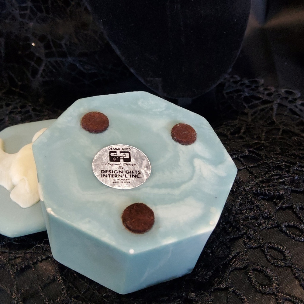 Incolay Blue Octagonal Jewelry Trinket Box Duck Top 3D - Picture 5 of 6